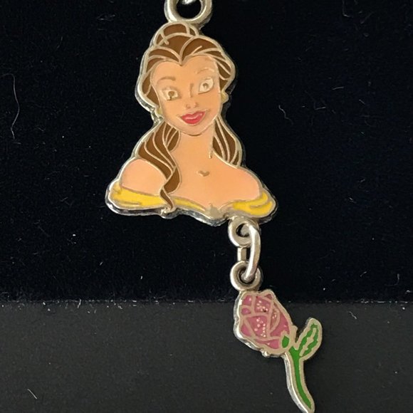 Vintage Disney Beauty & The Beast Princess Belle Necklace Charm Disneyana Rose - Picture 5 of 11